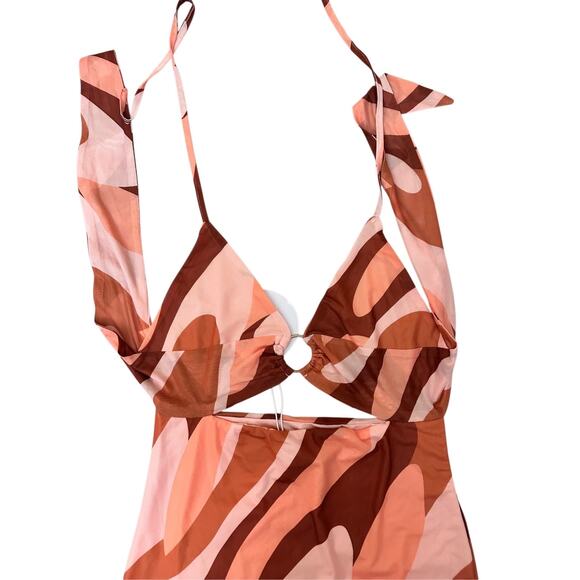 Princess Polly Bennie Mini Dress Brown Multi Size US 12 Brand New Orange‎ - Picture 5 of 7